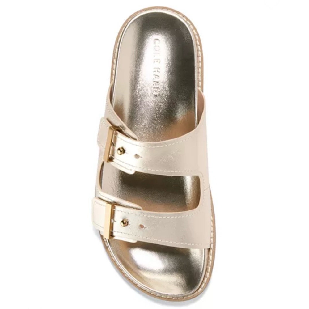 Cole Haan Marisol footbed Metallic Gold Slide Sandals - Picture 2 of 8